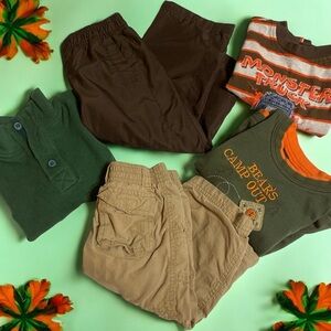 Kids' Clothing Set Green Orange Brown 18 months lined pants long sleeves